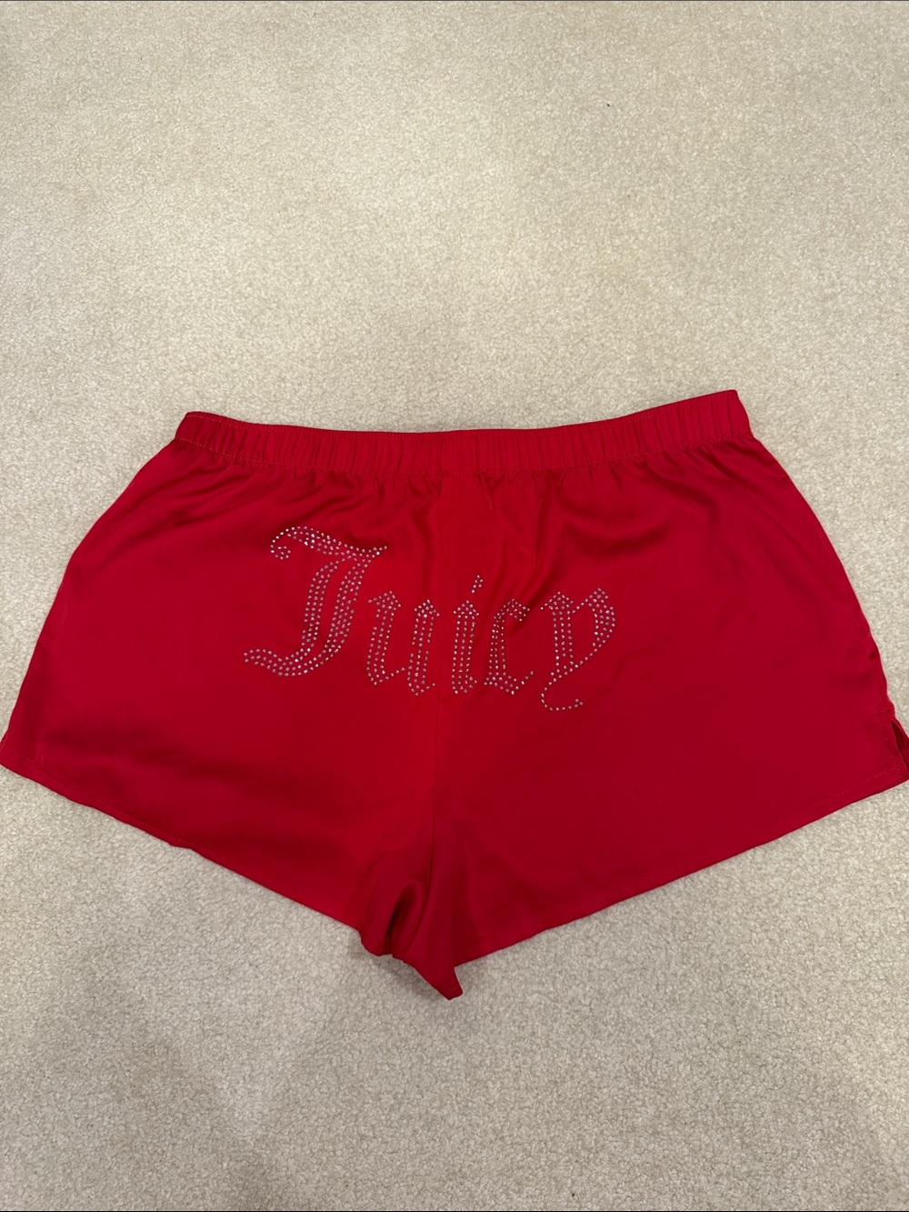 Juicy Couture Red Rhinestone 'Juicy' Lounge Boxer Shorts